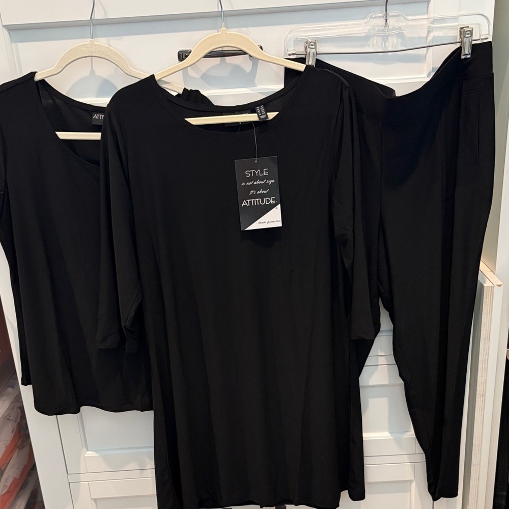Women's Black dress, top and pants 3 piece SET NWT Size L